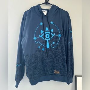 ThinkGeek Breath of The Wild Legend of Zelda Sheika Slate Design Hoodie, XL